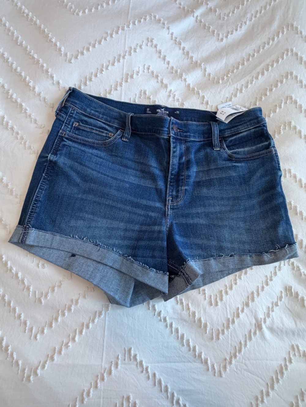 Hollister Dark Blue Rolled Hem Denim Shorts